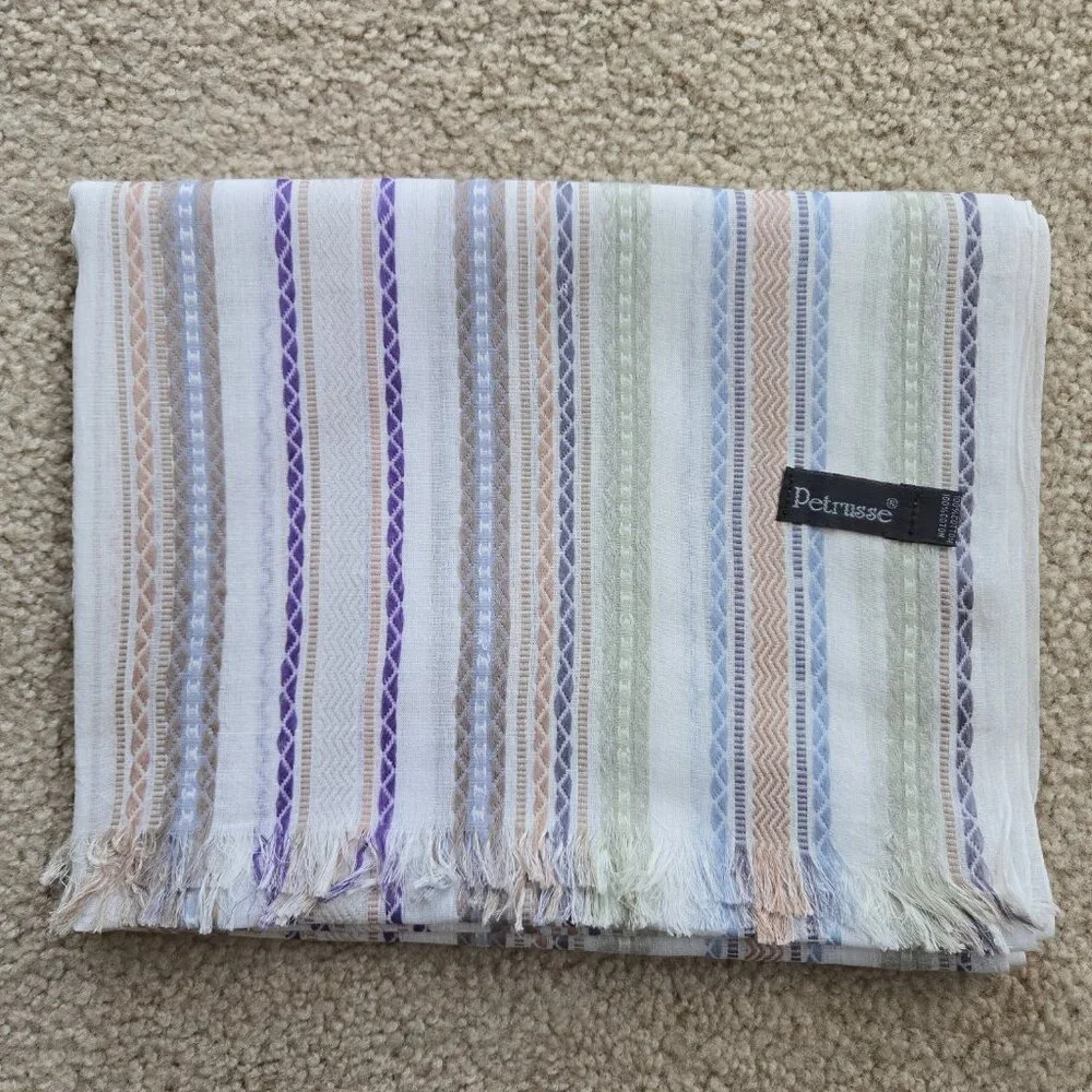 NWOT Petrusse Embroidered Lightweight Summer Scarf Cotton Paris
